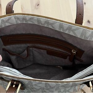 Elegant Brown/Gold and Cream Women's Handbag